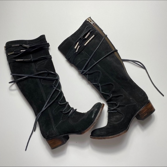 FREEBIRD WAGON TALL BLACK SUEDE BOOTS sz 7 - Picture 5 of 12